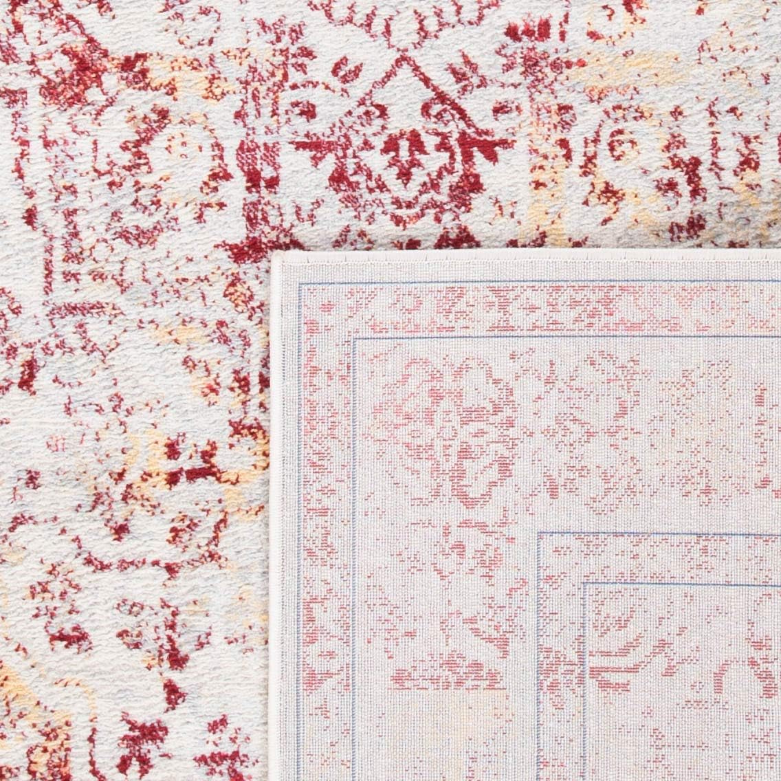 SAFAVIEH Antiquity Collection Area Rug - 8' x 10', Red & Blue, Handmade Traditional Oriental Wool, Ideal for High Traffic Areas in Living Room, Bedroom (AT521Q)