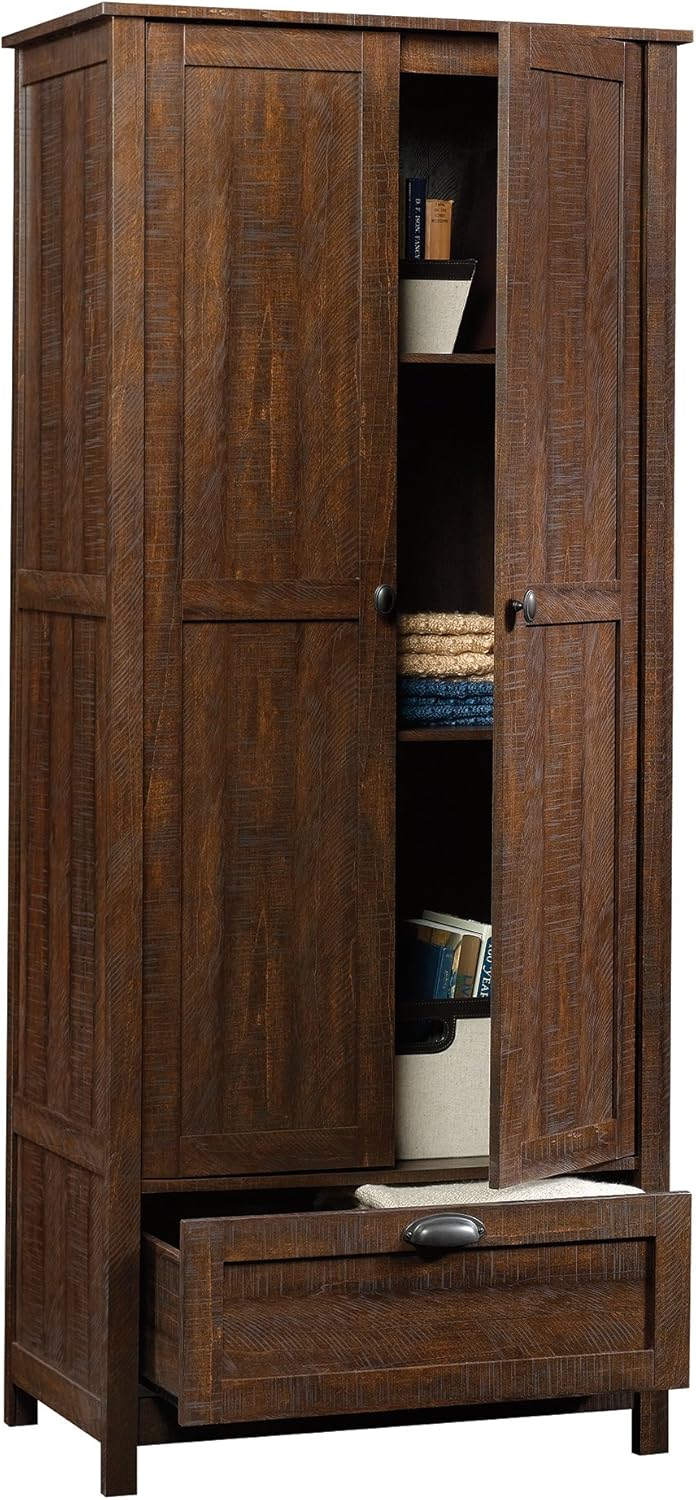 Sauder Storage Cabinet, Rustic Walnut finish