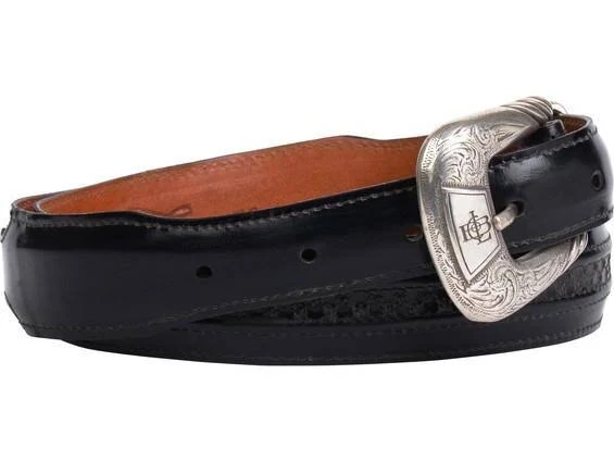 Lucchese Men&s Hobby Stitch Tapered Goat Belt, Black, W2202H