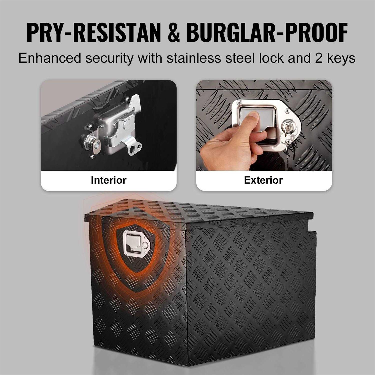 VEVOR Trailer Tongue Box, Aluminum Alloy Diamond Plate Tongue Box Tool Chest, Heavy Duty Trailer Box Storage with Lock and Keys - Shop Hardware Tools Online Store