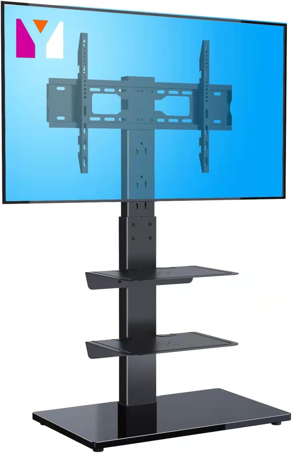 YOMT Floor TV Stand with Mount for Most 32-65 inch LCD,LED Flat or Curved Screens TVs,Universal Swivel Tall TV Stand Mount for Corner,Bedroom&Living Room,Small and Space Saving,Black