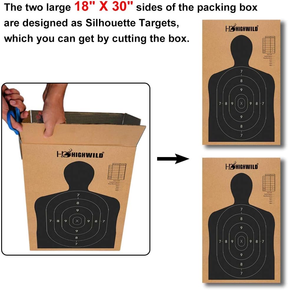 Highwild 18 X 30 Cardboard Targets for Shooting, Silhouette Paper Targets - ISPC/USPSA/IDPA (Pack of 25)