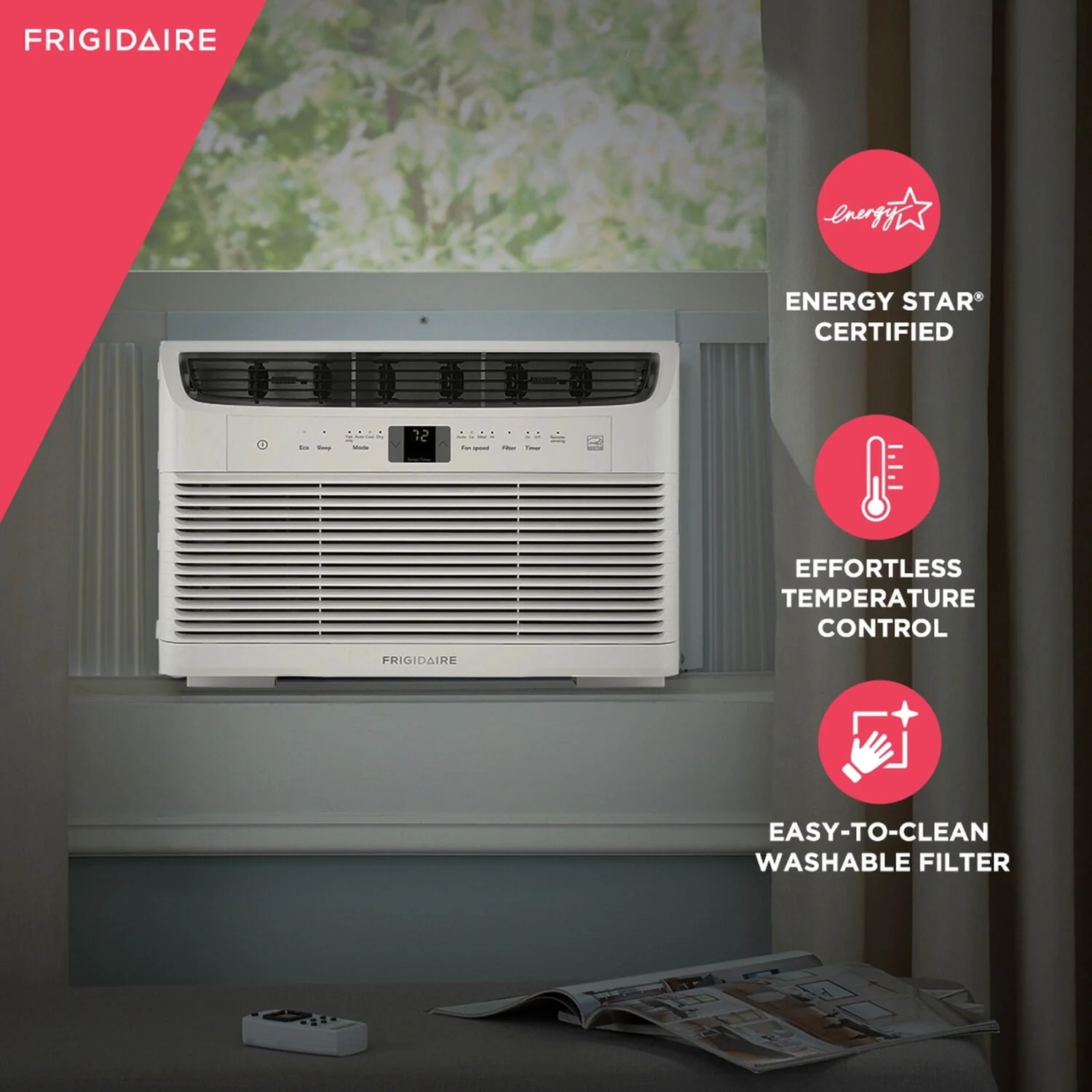 Frigidaire 5,000 BTU 115V Window-Mounted Mini-Compact Air Conditioner with Full-Function Remote Control, White