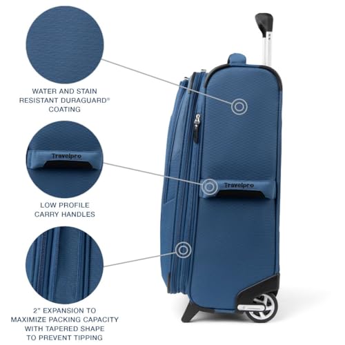 Travelpro Maxlite 5 Softside Expandable Upright 2 Wheel Carry on Luggage, Lightweight Suitcase, Men and Women, Burgundy, Carry On 22-Inch