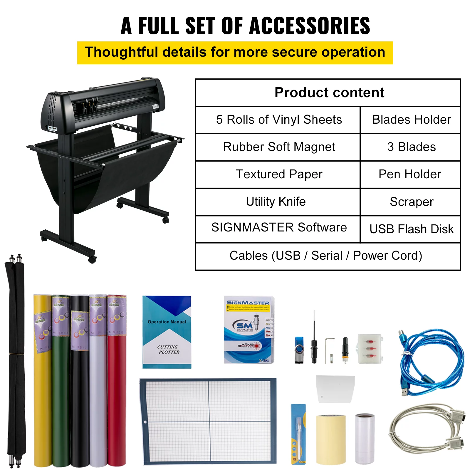 VEVOR Vinyl Cutter, 34 in / 870 mm Vinyl Plotter, Off-line LCD Cutting Machine, Adjustable Force and Speed for Sign Making Plotter, Available with COM USB and U-Disk, Windows System