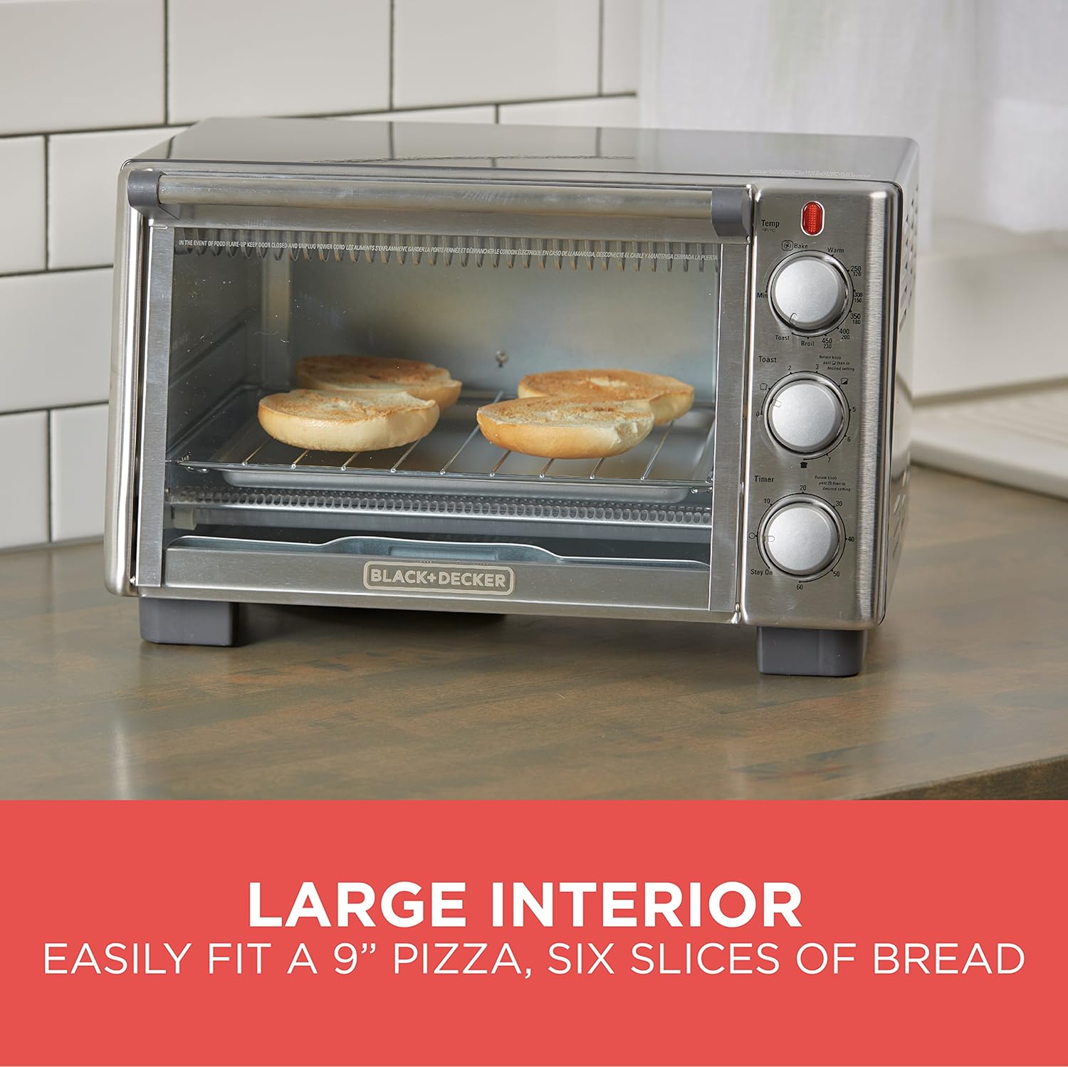 BLACK+DECKER 6-Slice Convection Countertop Toaster Oven, Stainless Steel/Black, TO2050S