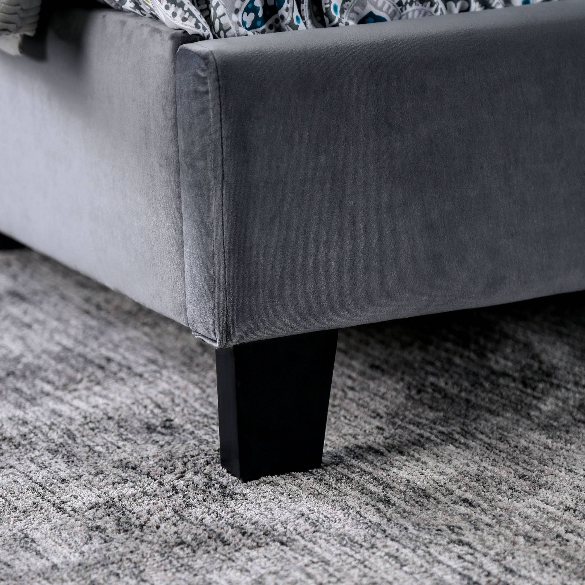 Queen Serena Tufted Upholstered Bed Gray - miBasics