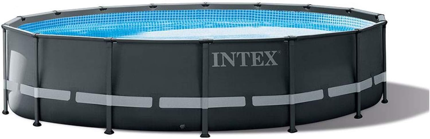 Intex Ultra XTR 16ft x 48in Outdoor Above Ground Swimming Pool Set w/Pump Bundle w/ 700 Gal Per Hour Pool Cleaner Robot Vacuum & 21 Ft Hose