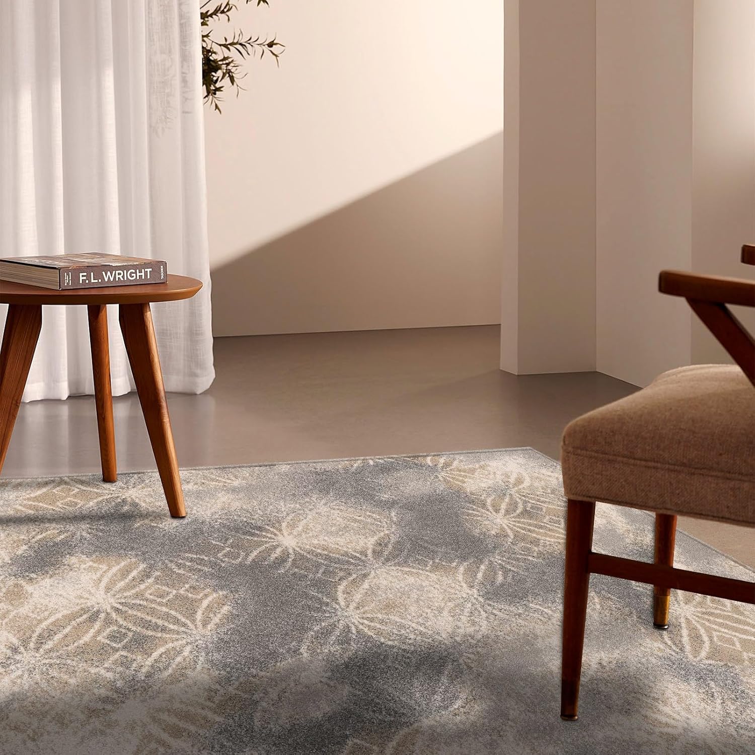 New Zealand Plush Contemporary Scandinavian Grey Brown Indoor Area Rug for Living Room, Bedroom, Dining Room, and Kitchen - 4' x 6' (3'9" X 5'6")