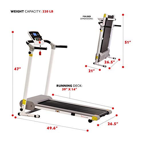 Sunny Health & Fitness Smart Foldable Exercise Running Walking Treadmill, Easy Assembly, LCD Performance Monitor, Device Holder, Optional SunnyFit® App Enhanced Connectivity