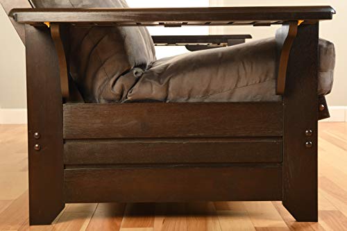 Kodiak Furniture Phoenix Full Size Futon in Espresso Finish with Storage Drawers, Linen Charcoal