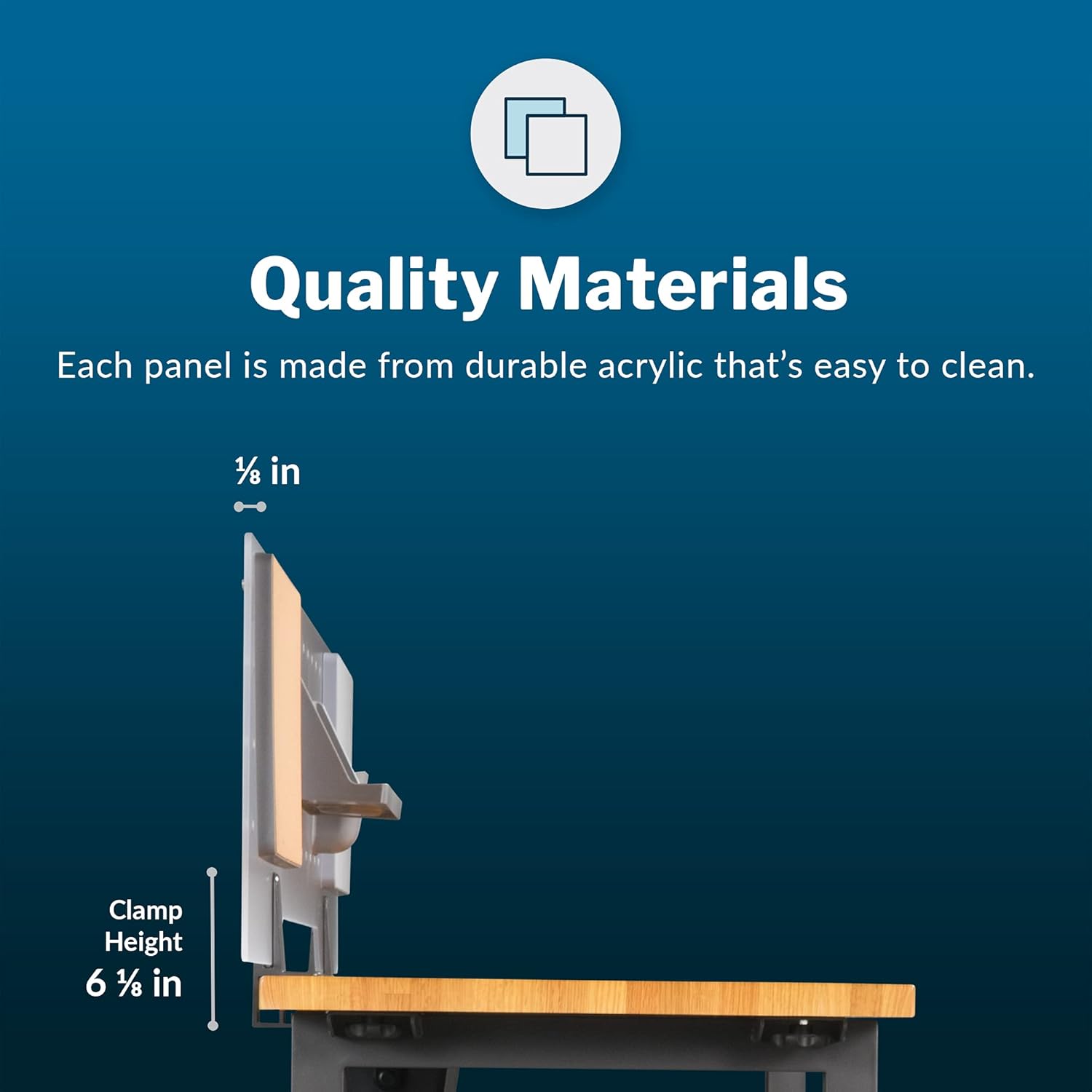 Vari Acrylic Accessory Panel 60 - Frosted Privacy Divider with Included Accessories - Easily Clamp to Desk or Table - Commercial-Grade Office Furniture