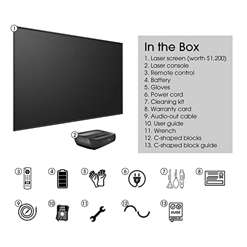 Hisense 4K UHD Ultra-Short Throw Laser TV 100" High Gain ALR Screen, 2700 lumens, Compatible with Dolby Atmos, Google Assistant and Chromecast Built-in, Compatible with Alexa