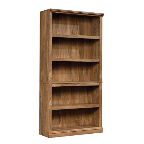 Sauder 5 Tier Book Shelf Wooden Bookcase Multipurpose Bookshelf for Home Office, Living Room, in Chalked Chestnut