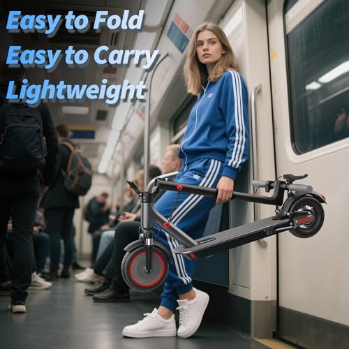Electric Scooter with Dual Shock, 8.5" Solid Tires, 350W Motor 19mph/15mi Range, Dual Suspension Foldable Commuter Scooter for Urban Travel