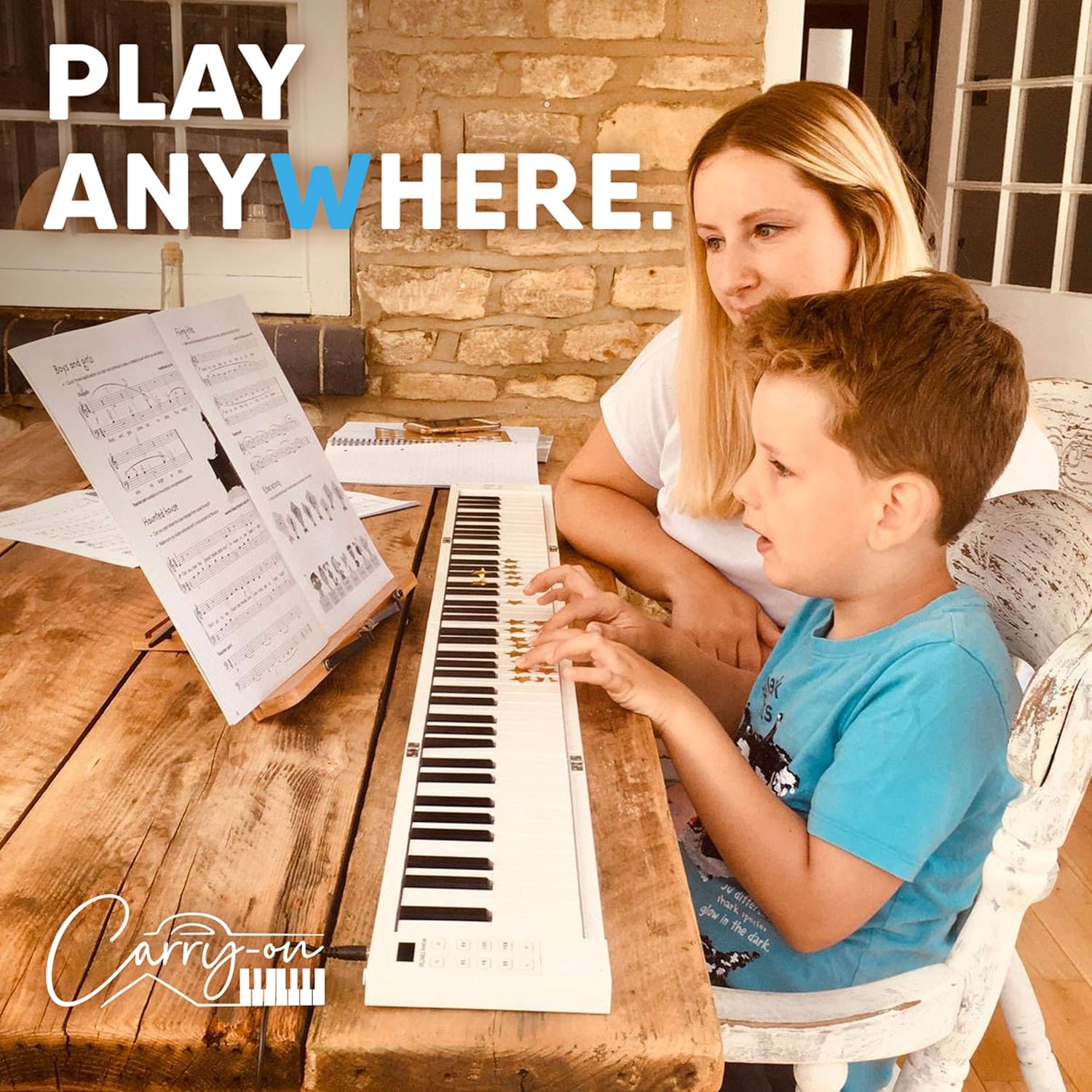 Carry-on Folding Piano - White Portable Digital 88 Key Piano Keyboard with Rechargeable Battery and MIDI over USB - 128 Sounds Through Stereo Speakers - With Electronic Sustain Pedal and Storage Bag