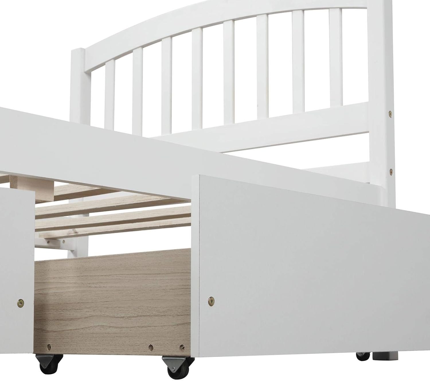 Bed frame with storage drawers, platform double bed frame with two drawers and headboard, large bed frame, no box spring required, white 79.5x41.8x37.4 inches