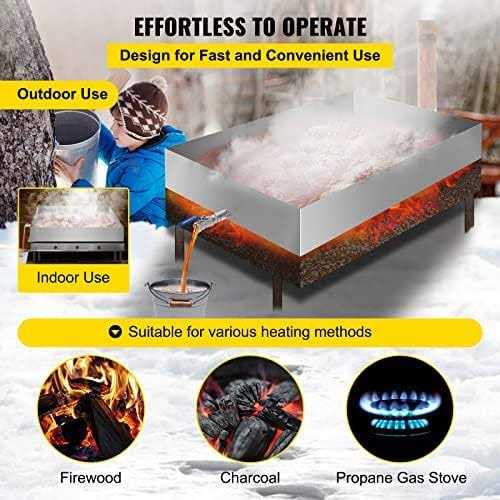 VEVOR Maple Syrup Evaporator Pan 30x16x9.5 Inch Stainless Steel Maple Syrup Boiling Pan with Valve for Boiling Maple Syrup - Shop Hardware Tools Online Store
