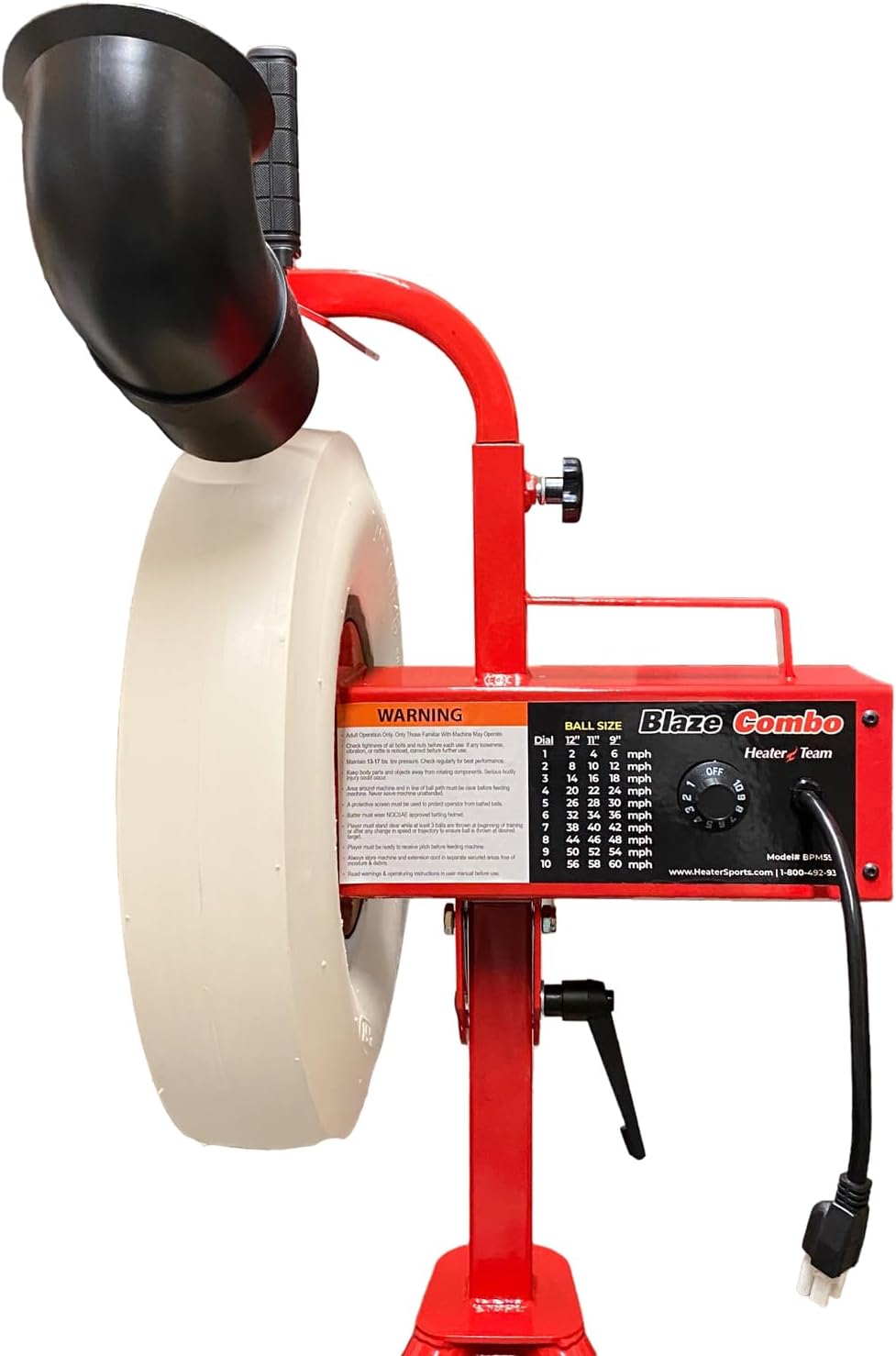 Heater Team Sports BLAZE Pitching Machine with 1 Yr. Warranty for Baseball, and Softball Training | BLAZE Baseball & Softball Throws Up to 70 MPH | Perfect for Backyard Practice & Team Development