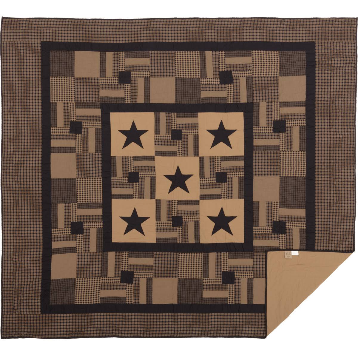 Black Check Star California King Quilt