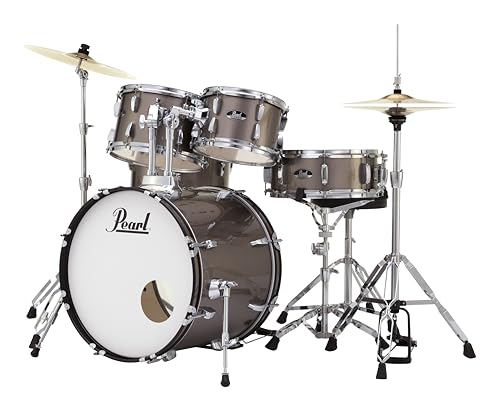Pearl Roadshow Drum Set 4-Piece Complete Kit with Cymbals and Stands, Charcoal Metallic (RS584C/C706)