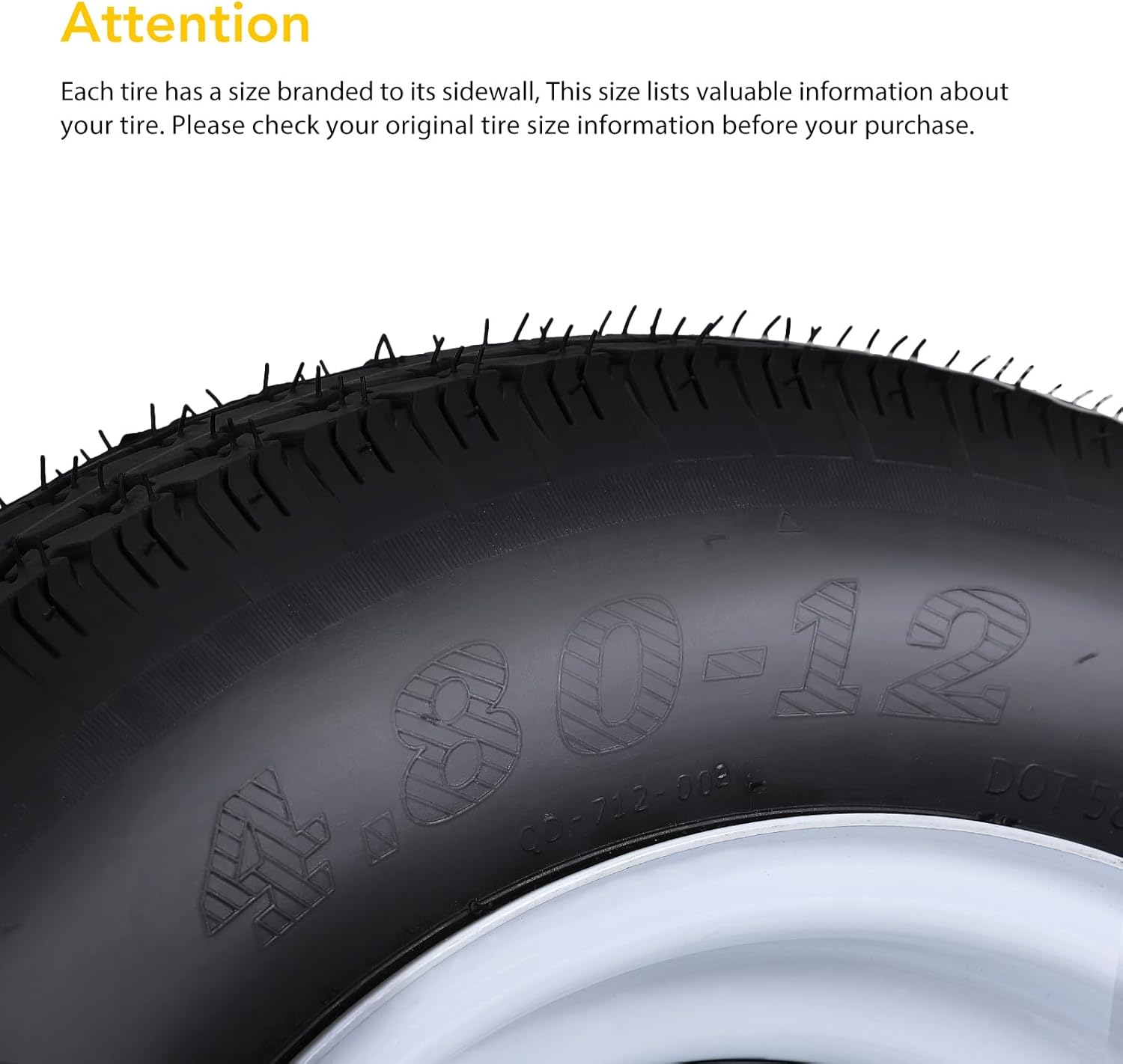 Pair Of 4.80x12 Trailer Tires and Wheels,Trailer Tires With 6PR Load Range,4 Lug 4.5” Tires For Travel/Cargo Trailer - 2 Pcs