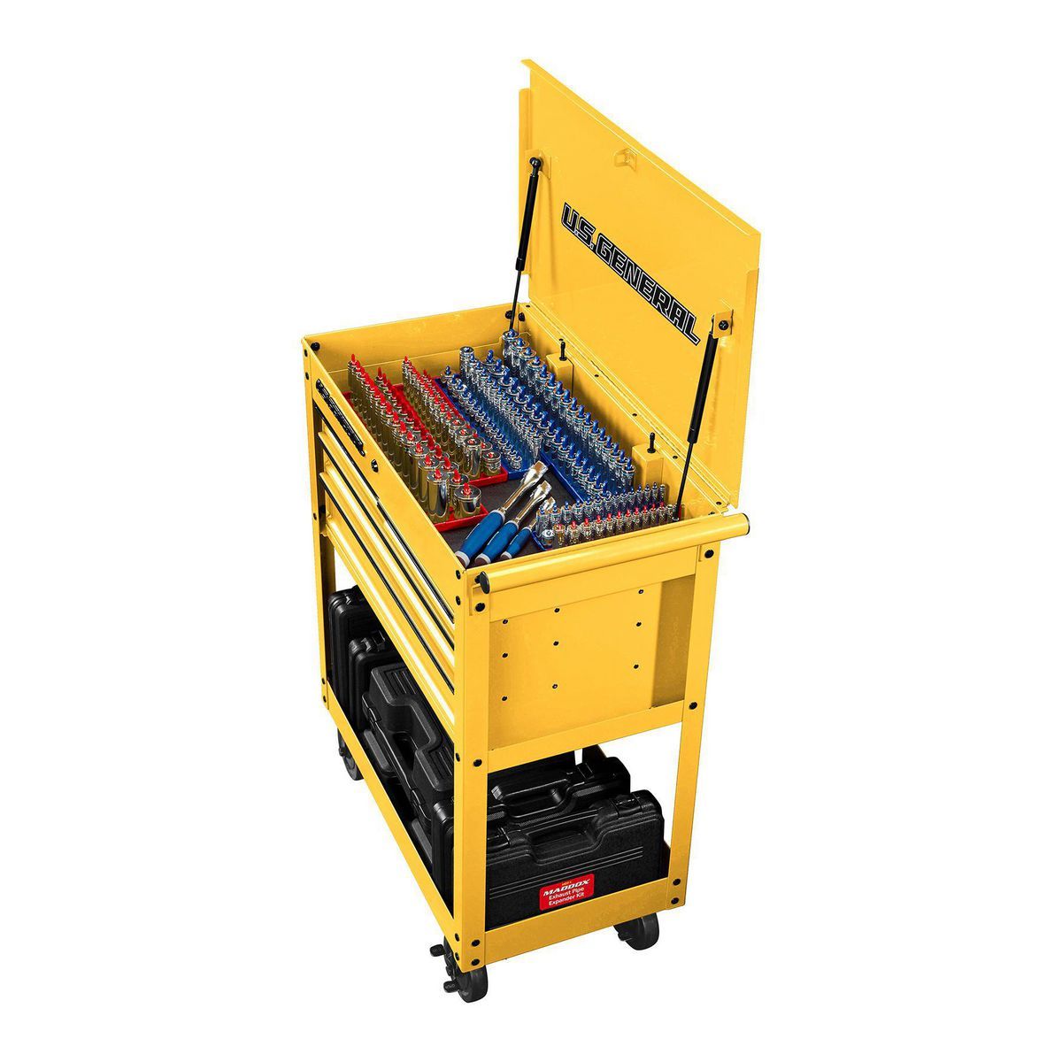 U.S. GENERAL 30 in., 4-Drawer Tech Cart, Red