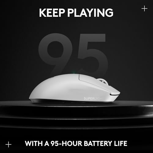 Logitech G PRO X Superlight 2 DEX Wireless Gaming Mouse, 60g pro-Grade Right-Handed Mouse with 5 programmable Buttons, USB-C Charging, 44k DPI Sensor, up to 8 kHz Polling for PC/Mac - White