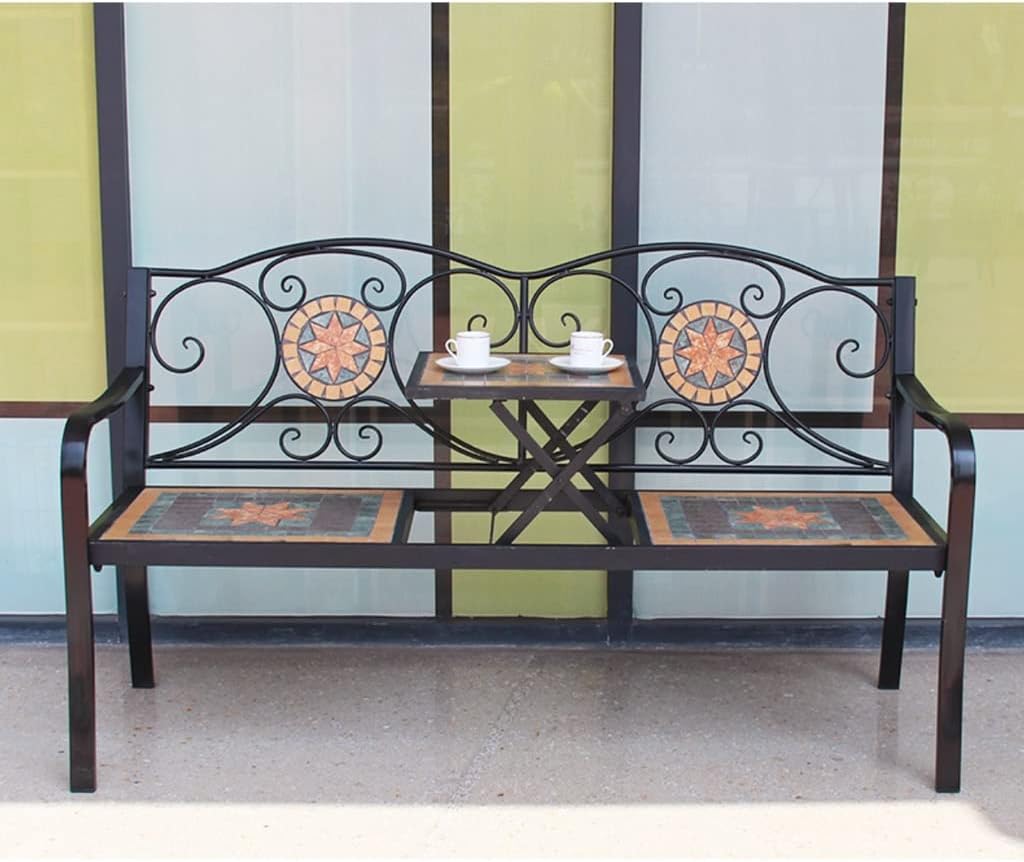 Outdoor Furniture Outdoor Bench Nordic Wrought Iron Balcony Garden Garden Bench Outdoor Table and Chairs Villa Terrace Leisure Double Bench Garden Bench