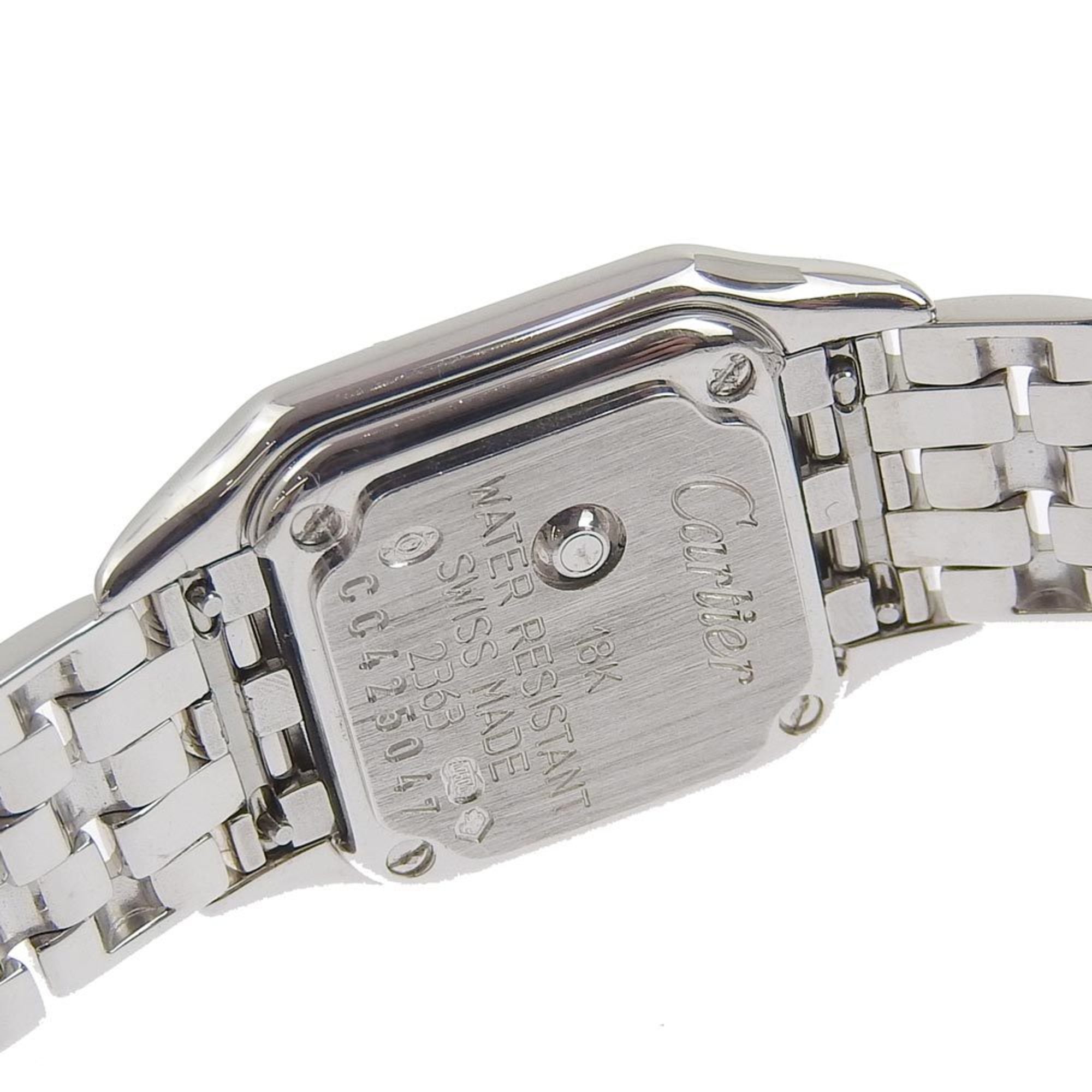 Pre-Owned Cartier Mini Panthère Diamond Bezel WF3210F3 K18 White Gold x Quartz Analog Display Women's Silver Dial Watch (Good)
