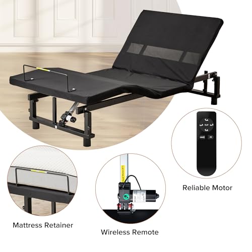 Twin XL Adjustable Bed Frame, Wireless Remote Control Electric Bed Frame, Zero Gravity Base, Head Foot Incline for Stress Management, Lounging, Reading, Anti-Snore
