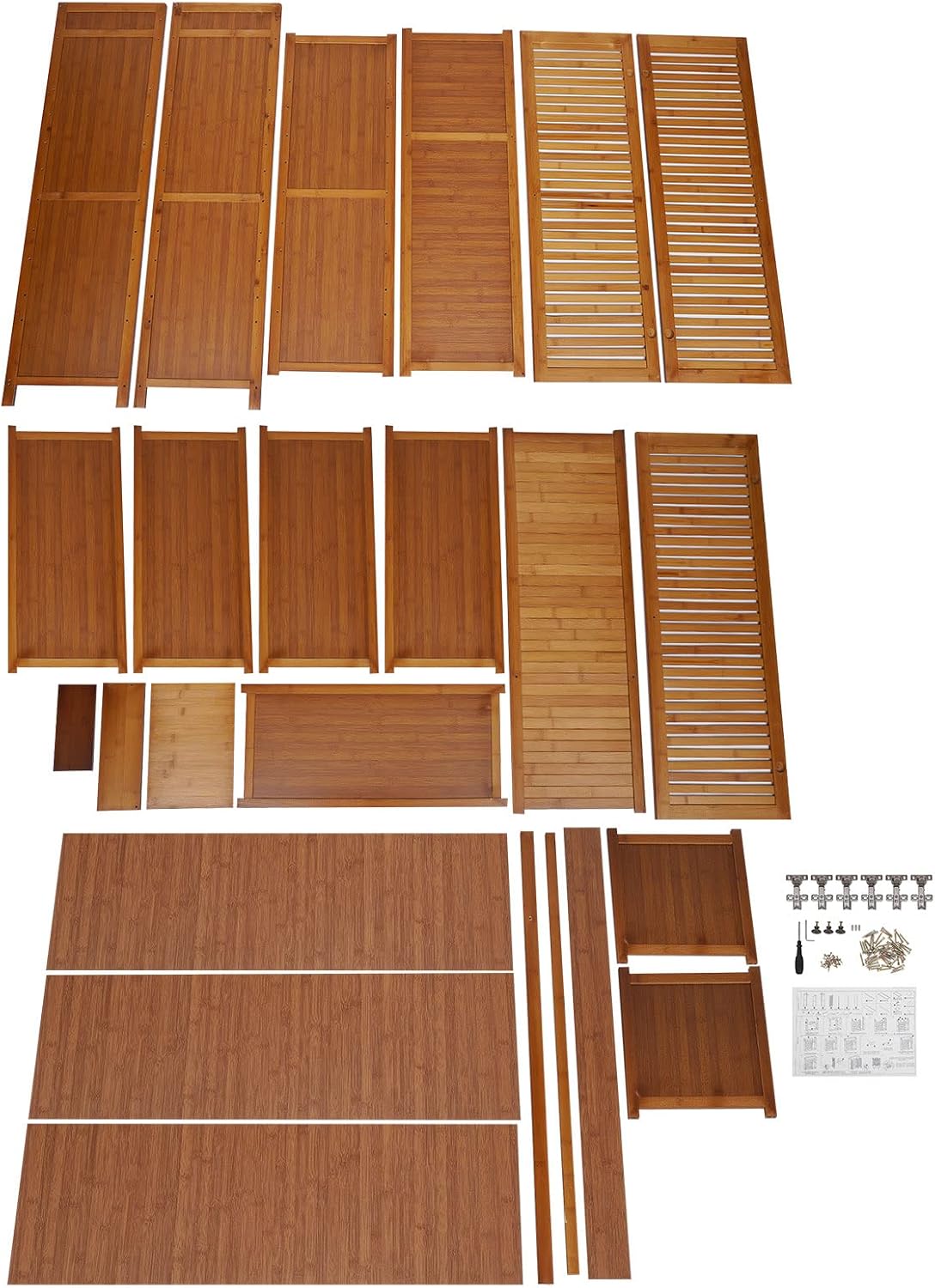 7-Tier Shoe Storage Rack with 3 Doors, Bamboo Rack Organizer Cabinet Wood Freestanding Shoe Storage Cabinet for Entryway Hallway Closet, 38.6" L×12.6" W×45.3" H