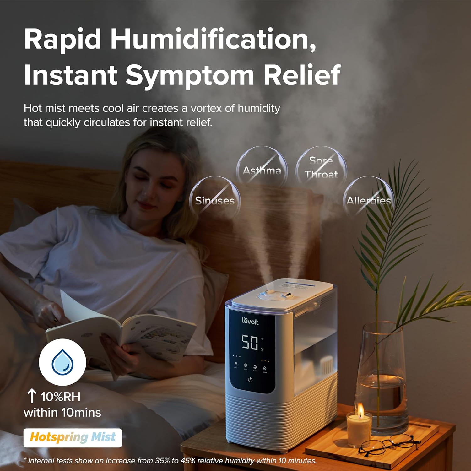 LEVOIT Air Purifiers and Humidifiers for Home, Bedroom, Office with 3-in-1 Filter, Fragrance Sponge, Warm Cool Mist, Auto Humidity, Remote Control, Top Fill Tank