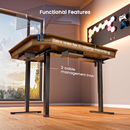 ErGear Electric L Shaped Standing Desk, 65'' Height Adjustable Corner Stand up Desk with Storage Drawers & Cable Management Trays, Modern Home Office Computer Workstation, Black