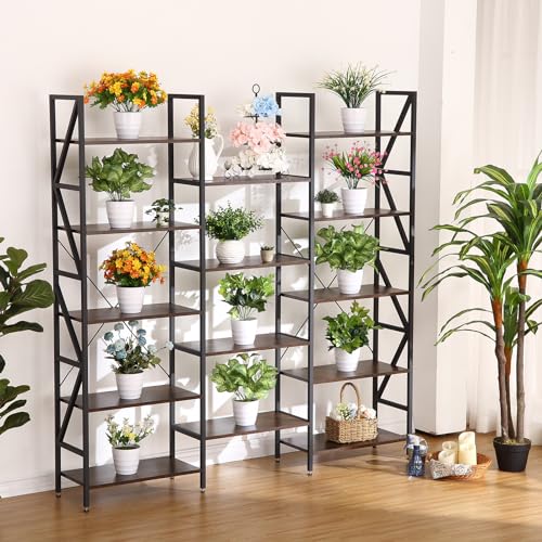 EastVita Bookshelves and Bookcases with Storge,5 Tiers Industrial Bookshelf with Metal Frame,Modern Tall Bookcase Shelf Storage Organizer,Open Display Shelves for Bedroom,Living Room Home