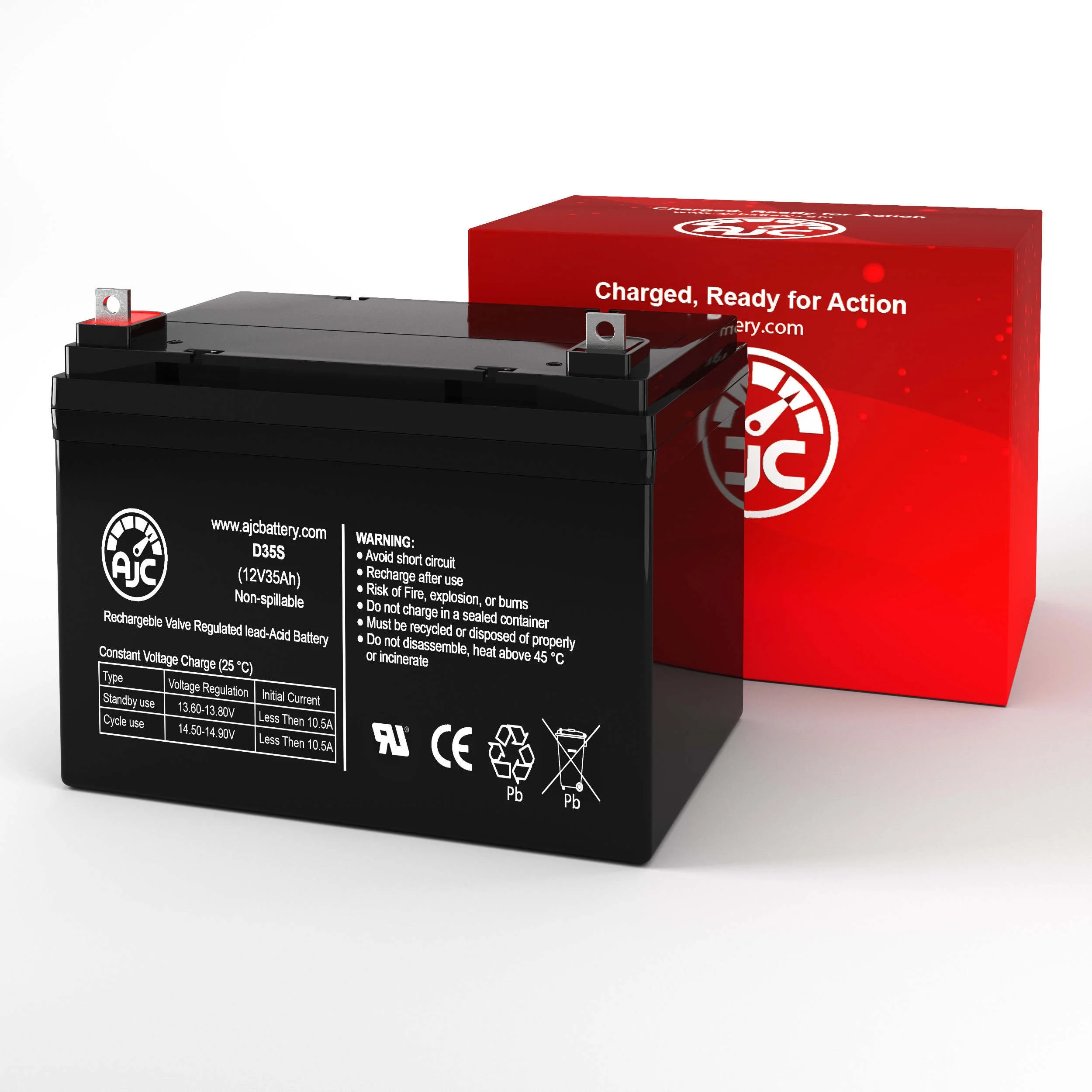 Merits P326A Vision Sport Power Chair 12V 35Ah Wheelchair Battery - This Is an AJC Brand Replacement