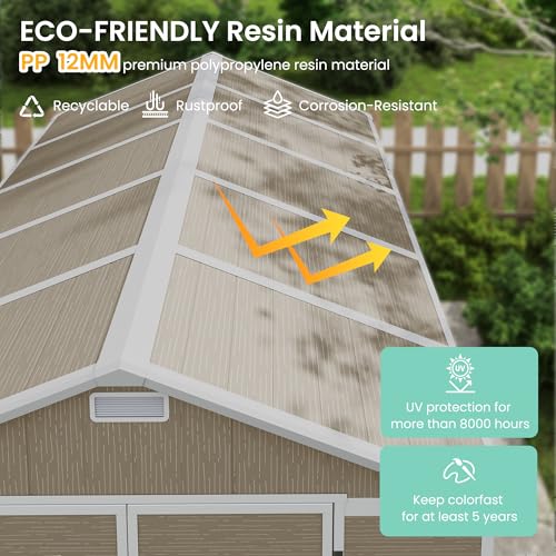 UDPATIO Outdoor Resin Storage Shed 6x4.5 FT, Plastic Garden Shed for Bike, Garbage Can, Tool, Outside Sheds with Lockable Door for Backyard, Patio, Lawn, Grey & White