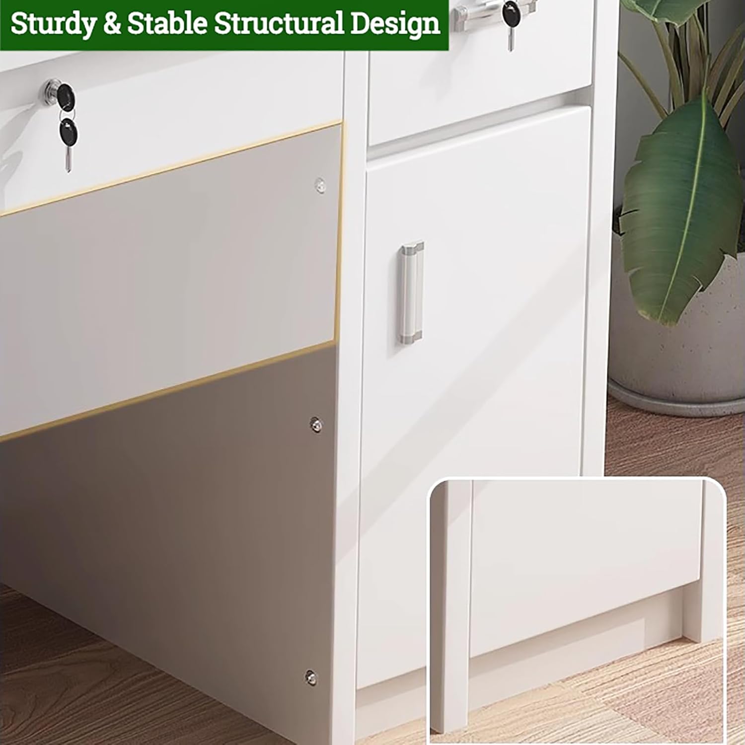 Home Office Writing Desk with Drawers,Wooden Computer Desk Vanity Desk Study Table Desk with Storage,Modern Workstation Small Desk for Bedroom Living Room(47.2" L x 23.6" W x 29.5" H, Gray)