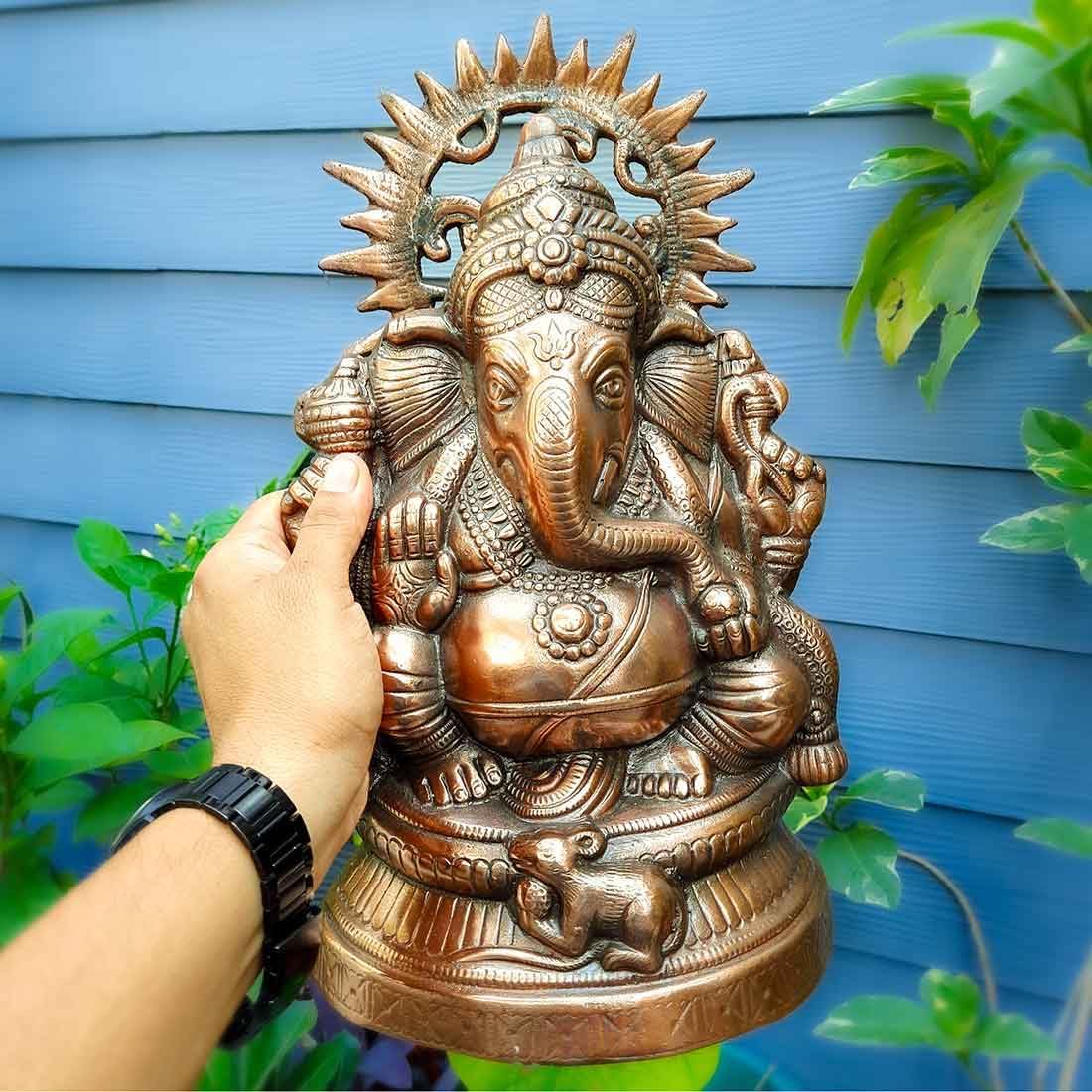 Apka Mart The Online Shop Lord Ganesha/Ganpati Statue | Decorative Religious Idol - Metal (15 Inch/Bronze) for Home & Office Decor, Feng Shui, Vastu, Entrance & Gifts