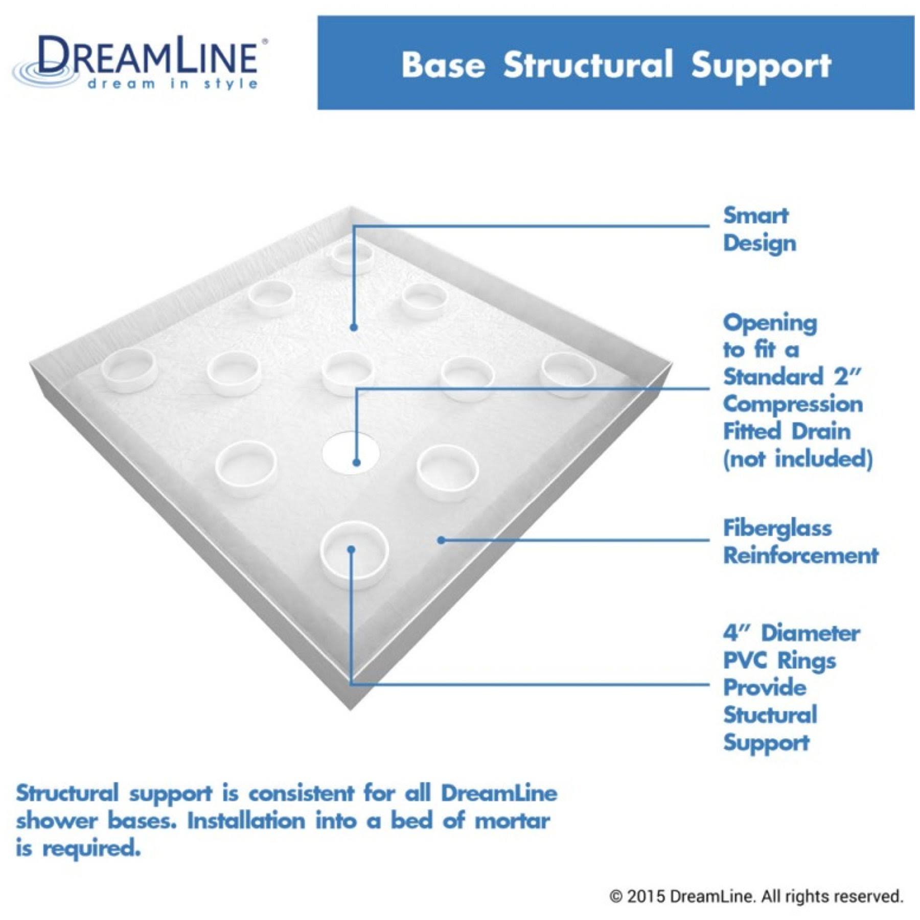 DreamLine Slimline 36 in. x 48 in. Double Threshold Shower Base, Left Hand Drain, DLT-1036481
