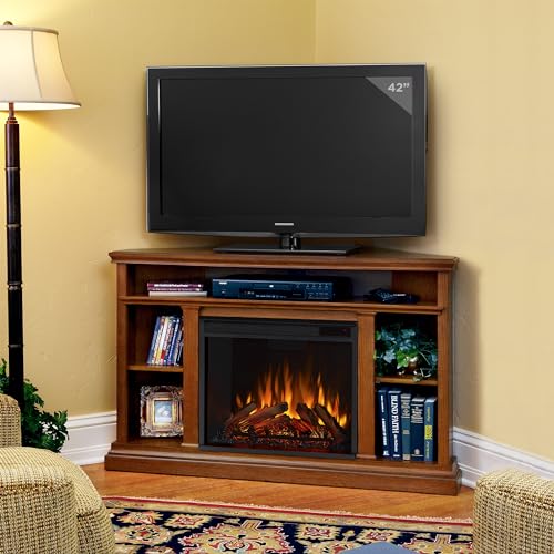 Churchill 51" Corner Electric Fireplace TV Stand in Oak by Real Flame