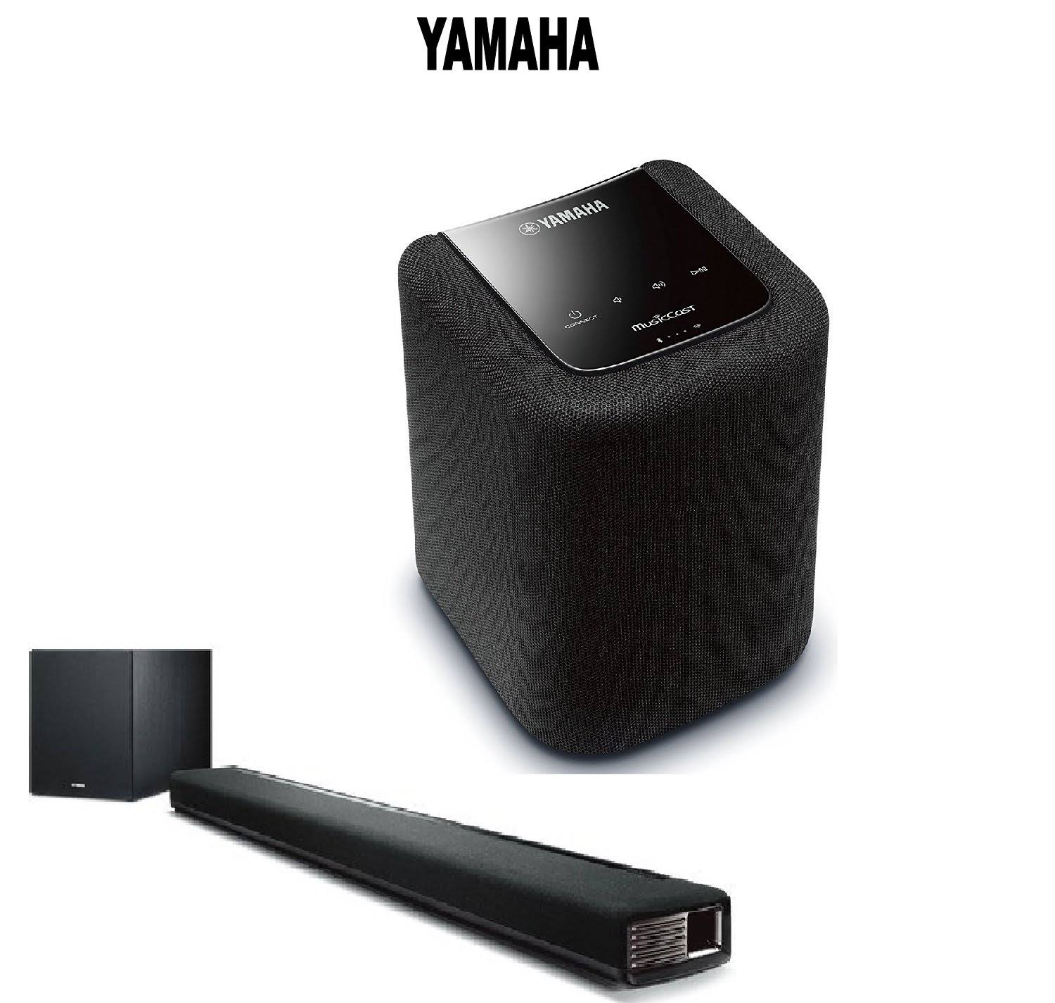 Yamaha YAS-706 MusicCast Wireless Multiroom Sound Bar, Black + Yamaha MusicCast WX-010 Wireless Speaker (Black) Bundle