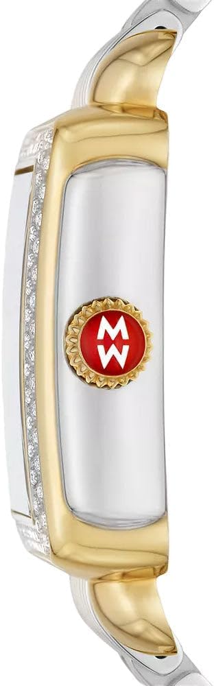 MICHELE Deco Madison Two-Tone Steel Diamonds Purple Mother-of-Pearl Dial Rectangle Womens Watch MWW06T000248
