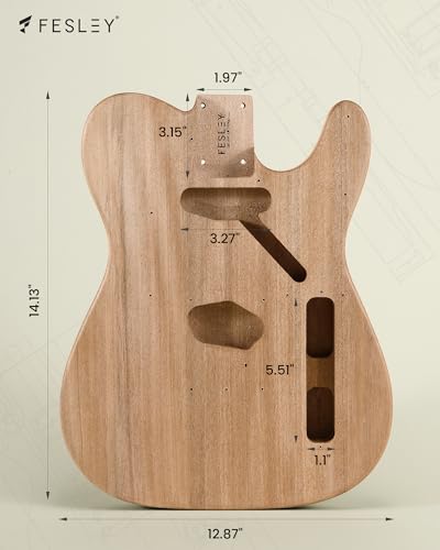 Fesley DIY LP Style Electric Guitar with Mahogany Wood Body/Neck, 6 String, Techwood Fretboard, H-H Pickups, Flamed Maple Veneer Top, Build Your Own Guitar Kit - Natural