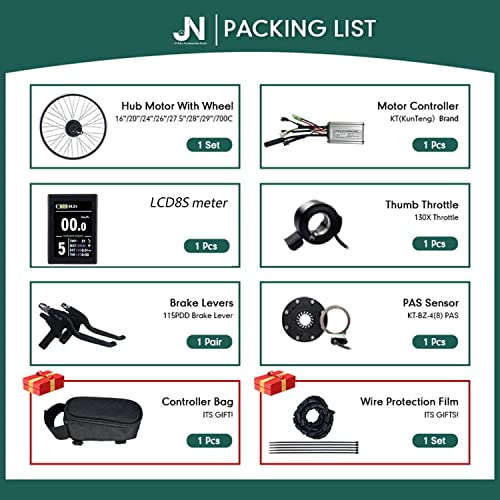 Electric Bike Conversion Kit 20"/24"/26"/27.5"/28"/29"/700C Front Wheel Electric Bike Conversion Kit,48V 1000W/1500W Electric Bicycle Motor Conversion Kit E-Bike Hub Motor with PAS System