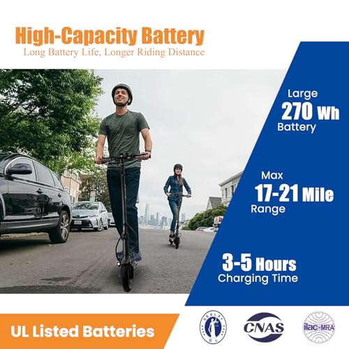 Electric Scooter for Adults, 8.5” Solid Tires, 500W Motor, Up to 19 MPH, 21 Miles Range Commuter Escooter, with Dual Brake System, APP, LED Display, Cruises Control, Foldable E-Scooter