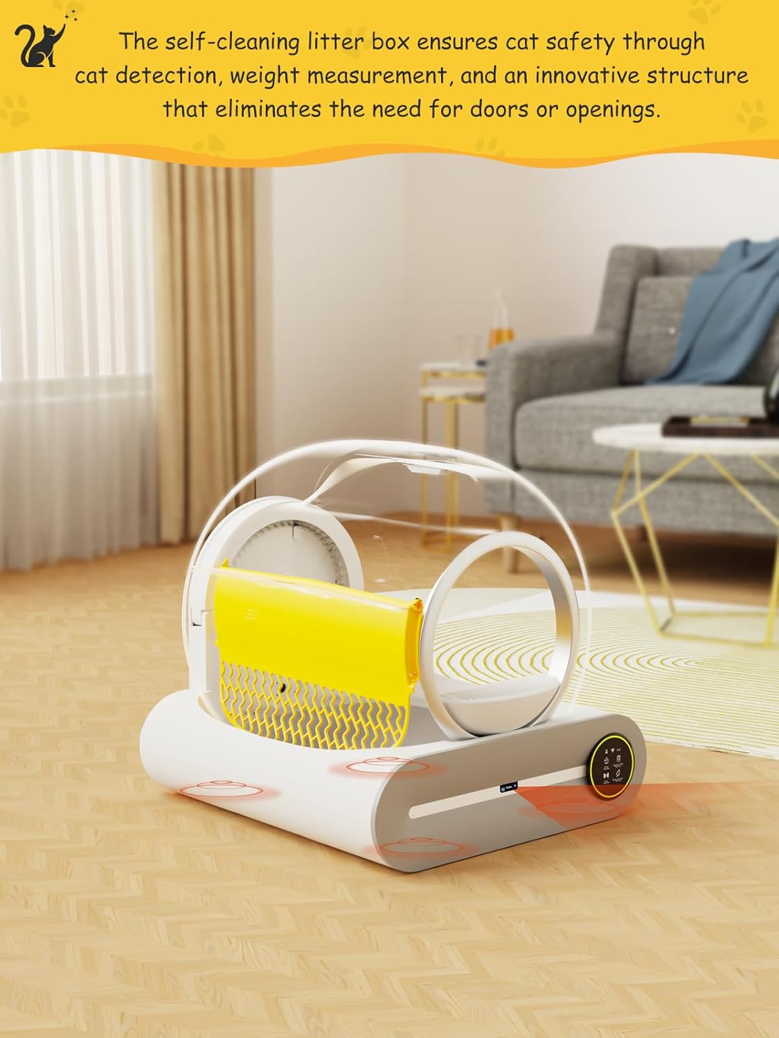 Smart Self-Cleaning Litter Box - 65L+9L Capacity, App Control, and Mess-Free Design for Multiple Cats
