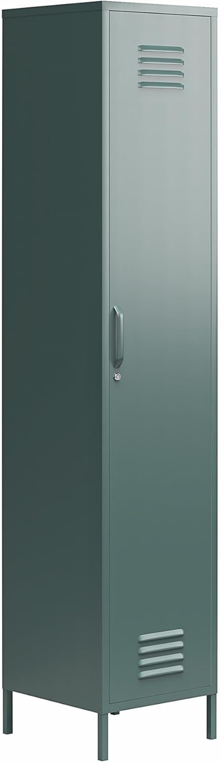 Novogratz Cache 1-Door Tall Single Metal Locker Style Storage Cabinet, Hunter Green