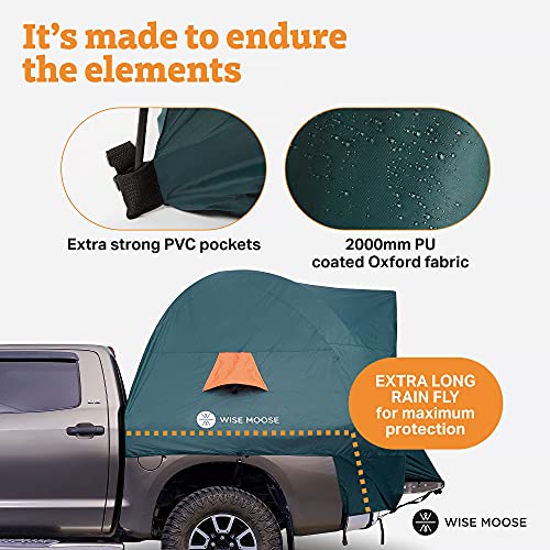 WISE MOOSE Truck Bed Tent - Fits 6.2-6.5 ft Truck Tents for Camping, Waterproof & Windproof Pickup Truck Tent 6.5 Foot Bed, Sturdy Truck Bed Camper Shell with Carry Bag