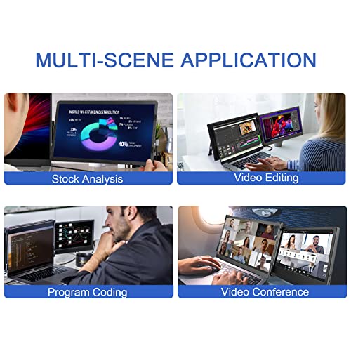 14inch Laptop Screen Extender - 360° Rotatable Attachable Portable Monitor for Laptop TFT USB Laptop Dual Screen, Plug and Play for Mac, PC, & Chrome